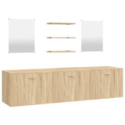Berkfield Home 6 Piece Bathroom Furniture Set Oak Engineered Wood in Brown - thumbnail 2