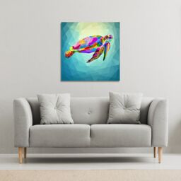 Benjamin Tate Design geometric blue water ocean (Canvas Print) / 77 x 77 x 4cm in Natural - Size: 77 x 77 x 4 cm - thumbnail 1