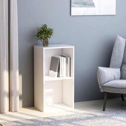 Berkfield Home 2-Tier Book Cabinet White 40x30x76.5 cm Engineered Wood - thumbnail 1