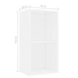 Berkfield Home 2-Tier Book Cabinet White 40x30x76.5 cm Engineered Wood - thumbnail 6