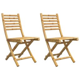 Berkfield Home Folding Garden Chairs 2 pcs 43x54x88 cm Bamboo in Brown - Size: 43 x 54 x 88 cm - thumbnail 2