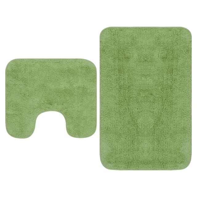 Berkfield Home Bathroom Mat Set 2 Pieces Fabric Green - image 1