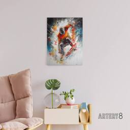 "Artery8 Extreme Sports Snowboarding Paint Splat Canvas Wall Art Print - Size: W24"" x H32""" - thumbnail 3