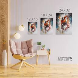 "Artery8 Extreme Sports Snowboarding Paint Splat Canvas Wall Art Print - Size: W24"" x H32""" - thumbnail 4