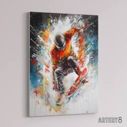 "Artery8 Extreme Sports Snowboarding Paint Splat Canvas Wall Art Print - Size: W24"" x H32""" - thumbnail 2