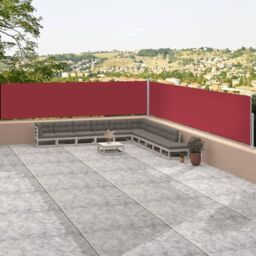 Berkfield Home Retractable Side Awning Red 117x1200 cm - thumbnail 1