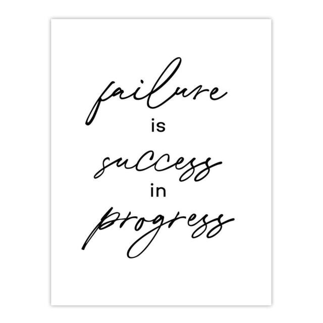 "Artery8 Failure Success In Progress Simple Motivational Wall Art Print in White - Size: W12"" x H16""" - image 1