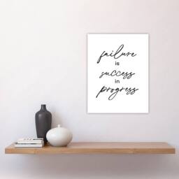 "Artery8 Failure Success In Progress Simple Motivational Wall Art Print in White - Size: W12"" x H16""" - thumbnail 4
