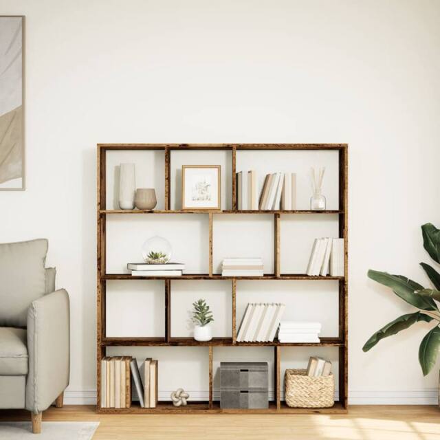 Berkfield Home Classic Book Cabinet Old Wood 132x29x141.5 cm Engineered Wood in Brown - image 1