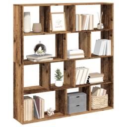 Berkfield Home Classic Book Cabinet Old Wood 132x29x141.5 cm Engineered Wood in Brown - thumbnail 4