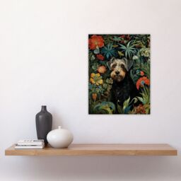 Artery8 Border Terrier Dog On Elegant Wildflower Floral Backdrop William Morris Style Pattern Artwork Unframed Wall Art Print Poster Home Decor - thumbnail 4