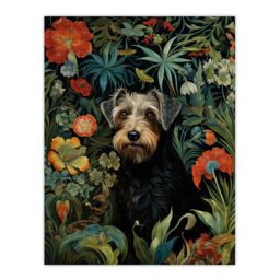 Artery8 Border Terrier Dog On Elegant Wildflower Floral Backdrop William Morris Style Pattern Artwork Unframed Wall Art Print Poster Home Decor - thumbnail 1