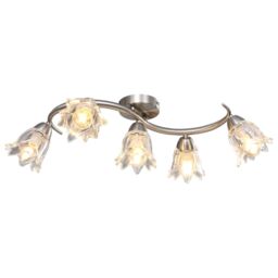 Berkfield Home Ceiling Lamp with Transparent Glass Shades for 5 E14 Bulbs Tulip in Black