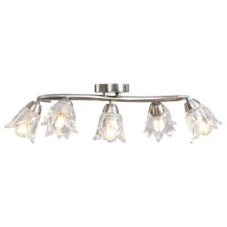 Berkfield Home Ceiling Lamp with Transparent Glass Shades for 5 E14 Bulbs Tulip in Black - thumbnail 3