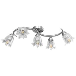 Berkfield Home Ceiling Lamp with Transparent Glass Shades for 5 E14 Bulbs Tulip in Black - thumbnail 2