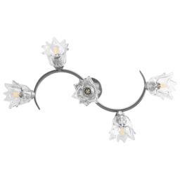 Berkfield Home Ceiling Lamp with Transparent Glass Shades for 5 E14 Bulbs Tulip in Black - thumbnail 5