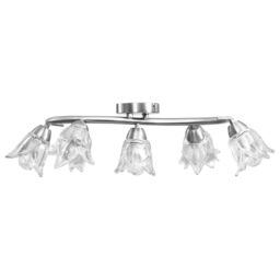 Berkfield Home Ceiling Lamp with Transparent Glass Shades for 5 E14 Bulbs Tulip in Black - thumbnail 4