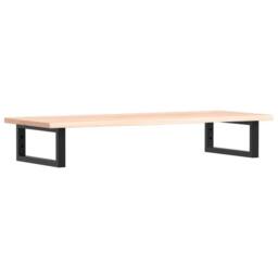 Berkfield Home Basin Shelf Wall Mounted Steel & Solid Wood Oak in Light Tan - thumbnail 1