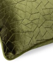 HOEM Malans Cut Velvet Piped Cushion in Olive - Size: 45 cm x 45 cm - thumbnail 4