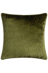HOEM Malans Cut Velvet Piped Cushion in Olive - Size: 45 cm x 45 cm