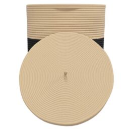 Berkfield Home Storage Basket with Lid Black & Beige √ò37x50 cm Cotton - Size: 37x50 cm - thumbnail 5