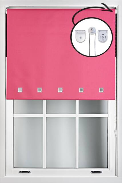 Furnished Fuchsia Pink Blackout Roller Blind with Chrome Square Eyelets & Metal Fittings - Size: 110 cm width x 165 cm drop - image 1
