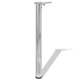 Berkfield Home 4 Height Adjustable Table Legs Chrome 710 mm in Silver - thumbnail 1