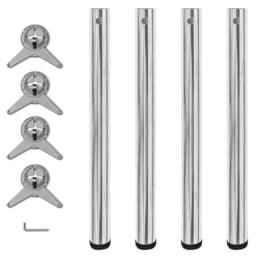 Berkfield Home 4 Height Adjustable Table Legs Chrome 710 mm in Silver - thumbnail 2