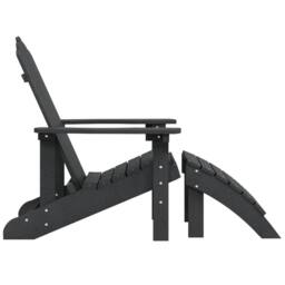 Berkfield Home Garden Adirondack Chair with Footstool HDPE Anthracite in Black - thumbnail 4