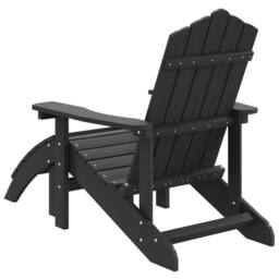 Berkfield Home Garden Adirondack Chair with Footstool HDPE Anthracite in Black - thumbnail 5