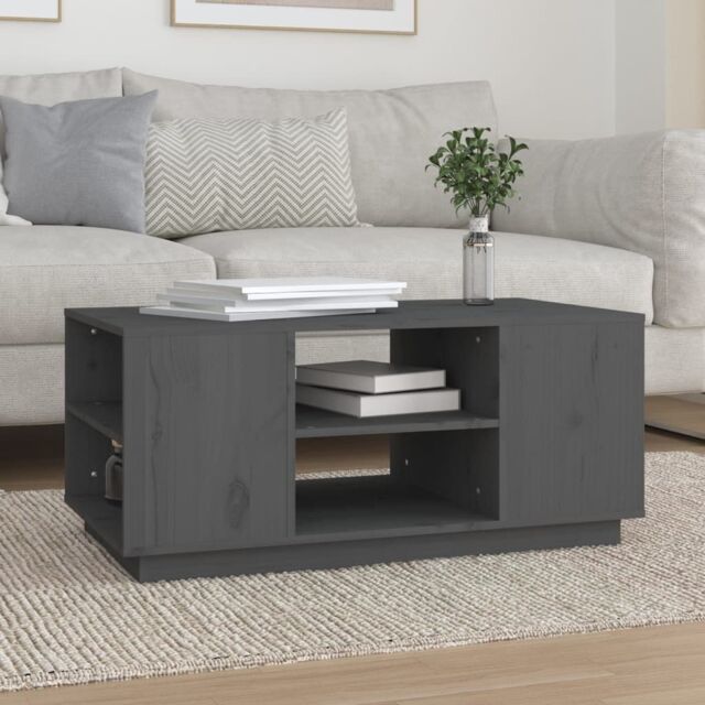Berkfield Home Coffee Table Grey 90x49x40.5 cm Solid Wood Pine - image 1