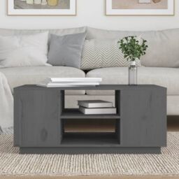 Berkfield Home Coffee Table Grey 90x49x40.5 cm Solid Wood Pine - thumbnail 3