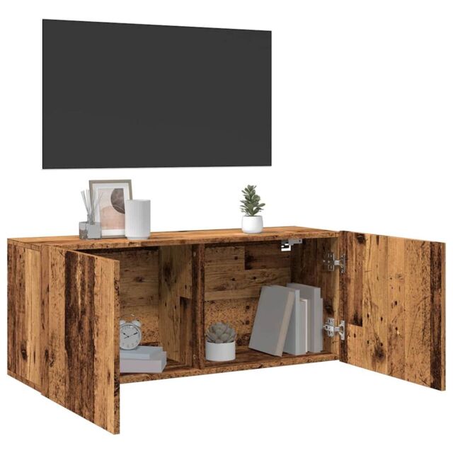 Berkfield Home TV Cabinet Wall-mounted Old Wood 100x30x41 cm in Brown - Size: 100 x 30 x 41 cm - image 1