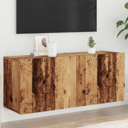 Berkfield Home TV Cabinet Wall-mounted Old Wood 100x30x41 cm in Brown - Size: 100 x 30 x 41 cm - thumbnail 4