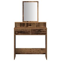 Berkfield Home Dressing Table with Drawers - Vintage Wood 79x41x140 cm in Brown - Size: 79 x 41 x 140 cm - thumbnail 6