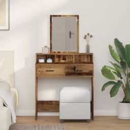 Berkfield Home Dressing Table with Drawers - Vintage Wood 79x41x140 cm in Brown - Size: 79 x 41 x 140 cm