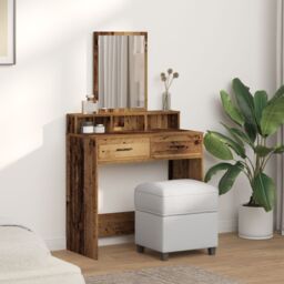 Berkfield Home Dressing Table with Drawers - Vintage Wood 79x41x140 cm in Brown - Size: 79 x 41 x 140 cm - thumbnail 4