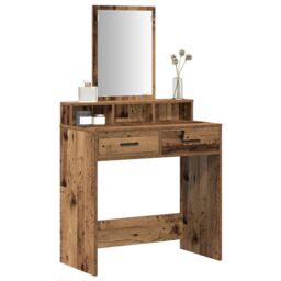 Berkfield Home Dressing Table with Drawers - Vintage Wood 79x41x140 cm in Brown - Size: 79 x 41 x 140 cm - thumbnail 3