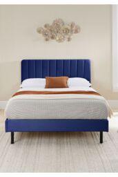 Aspire Rosella Upholstered Bed in Blue - Size: Double - thumbnail 2