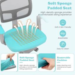 Costway Kids Desk Chair Children Study Chair w/Adjustable Height in Aqua - thumbnail 5