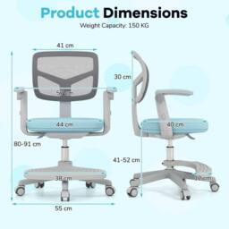 Costway Kids Desk Chair Children Study Chair w/Adjustable Height in Aqua - thumbnail 2