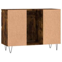 Berkfield Home Durable Bathroom Cabinet Smoked Oak 80x33x60 cm Engineered Wood in Brown - Size: 80 x 33 x 60 cm - thumbnail 7