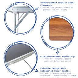 Harbour Housewares Folding Metal Camping Table - 80cm x 60cm in Brown - Size: 80 cm x 60 cm - thumbnail 2