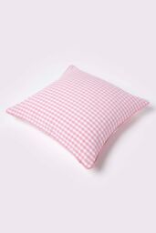 Homescapes Cotton Gingham Check Cushion Cover in Pink - Size: 60 cm x 60 cm - thumbnail 4