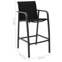 Berkfield Home Soft Garden Bar Chairs 4 pcs Black Textilene - thumbnail 7