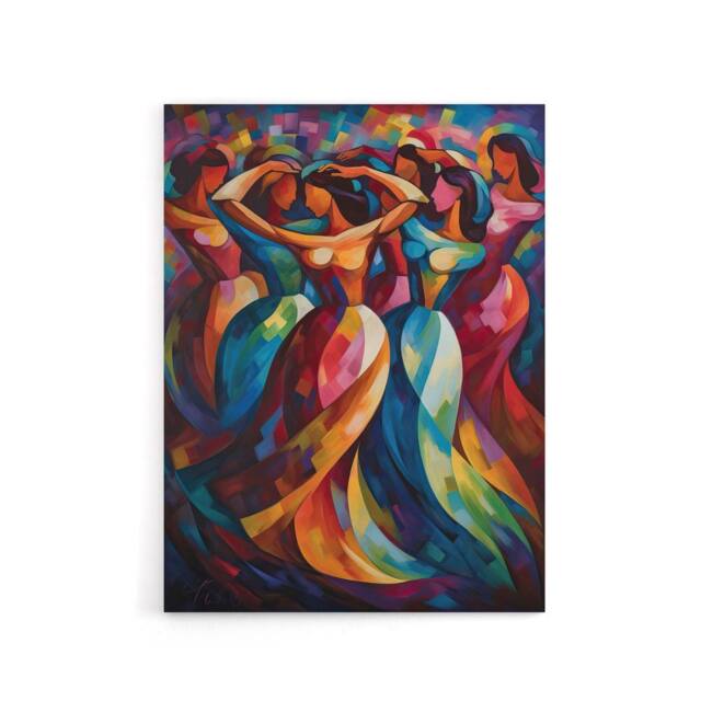 "Artery8 Latino Merengue Dancers Colourful Canvas Wall Art Print - Size: W18"" x H24""" - image 1