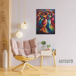 "Artery8 Latino Merengue Dancers Colourful Canvas Wall Art Print - Size: W18"" x H24""" - thumbnail 3