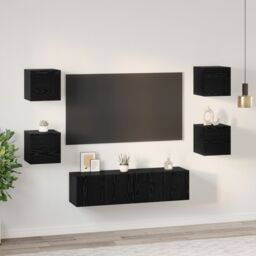 Berkfield Home TV Cabinet Wall-mounted Other with Storage with Door 6 pcs Black oak Medium Engineered wood - thumbnail 4