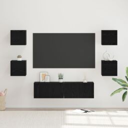 Berkfield Home TV Cabinet Wall-mounted Other with Storage with Door 6 pcs Black oak Medium Engineered wood - thumbnail 1