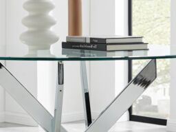 FurnitureboxUK Novara 100cm Round 4-Seater Glass & Metal Starburst Dining Table in Silver - thumbnail 6